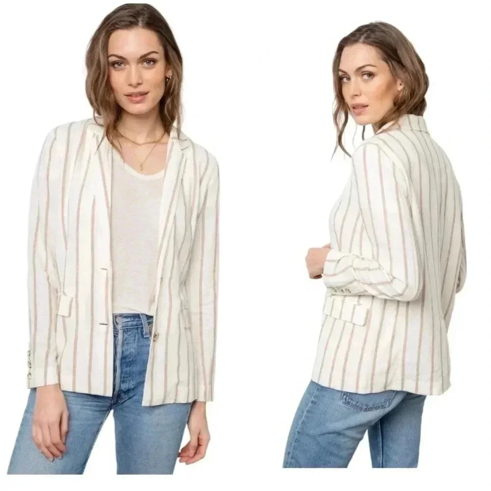 RAILS | Linen Blend Flynn Blazer in Mojave Stripe Size XS - Picture 3 of 11